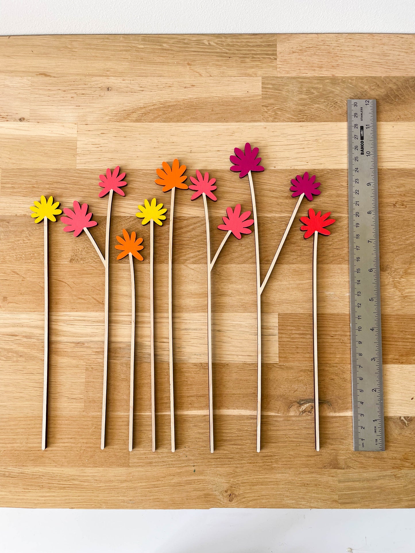 Painted Wooden Posy Flower Set - Pink Set