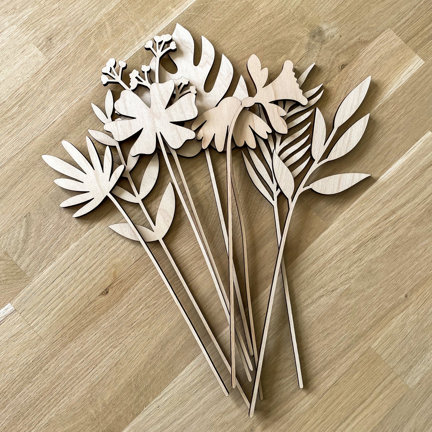 Large Individual Wooden Flower Stems - Unfinished - Paint Your Own