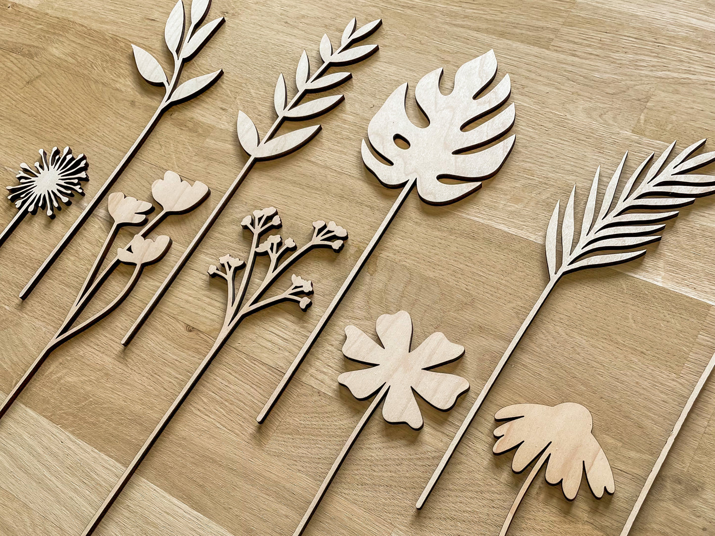Large Individual Wooden Flower Stems - Unfinished - Paint Your Own