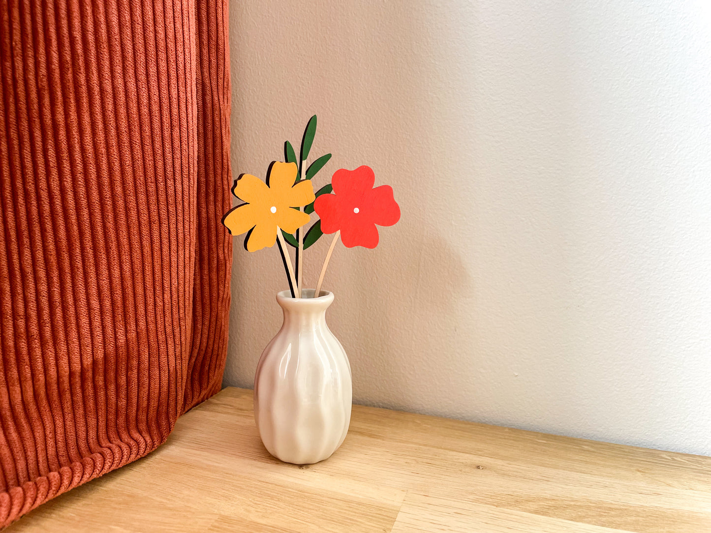 Mini Individual Wooden Flower Stems - Hand Painted Floral Bouquet