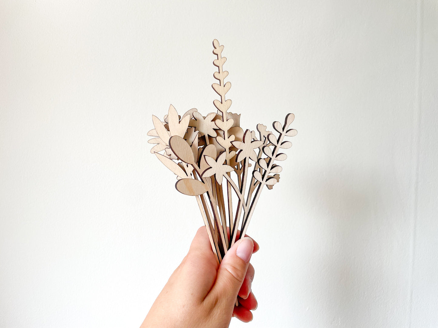 Mini Individual Wooden Flower Stems - Unfinished - Paint Your Own