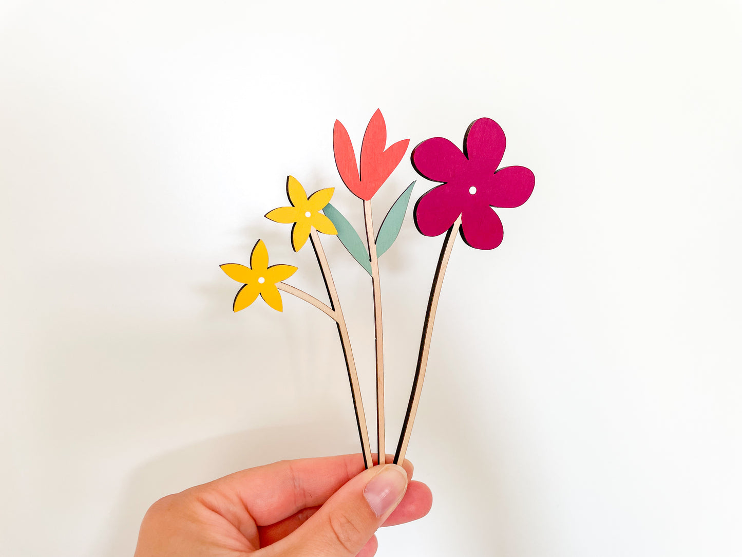 Mini Individual Wooden Flower Stems - Unfinished - Paint Your Own