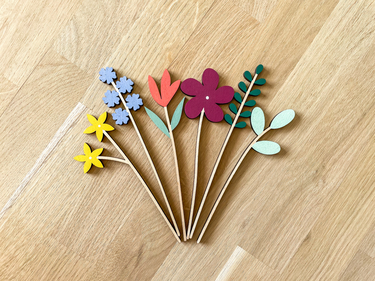 Mini Individual Wooden Flower Stems - Unfinished - Paint Your Own