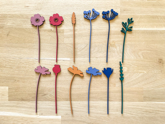 Mini Individual Wooden Wildflower Stems