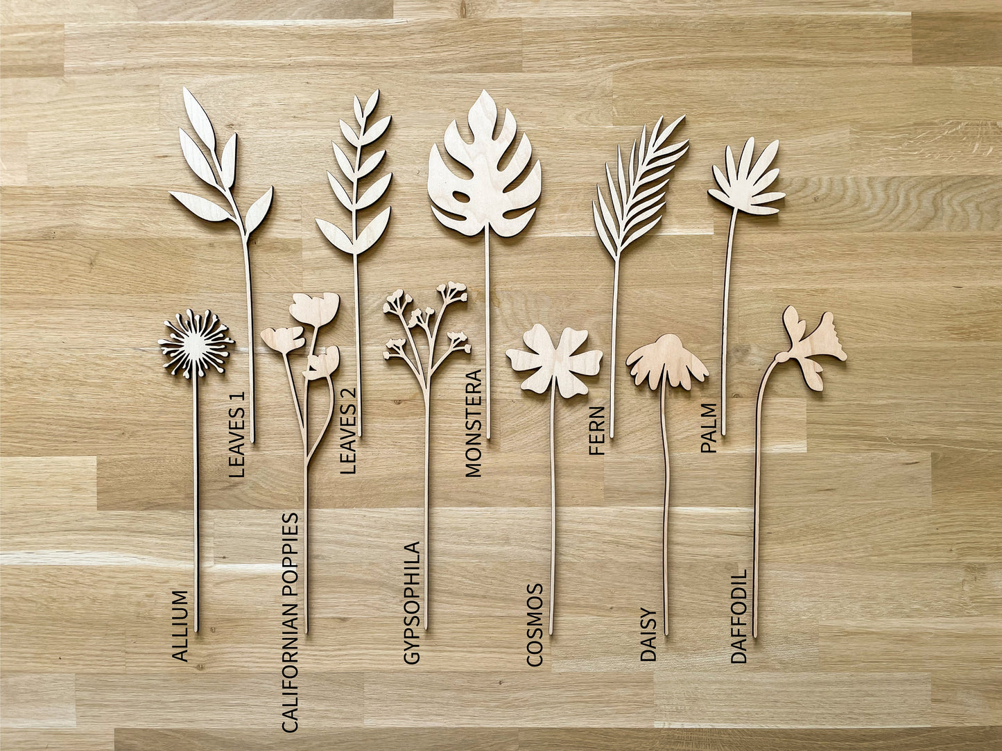 Large Individual Wooden Flower Stems - Unfinished - Paint Your Own