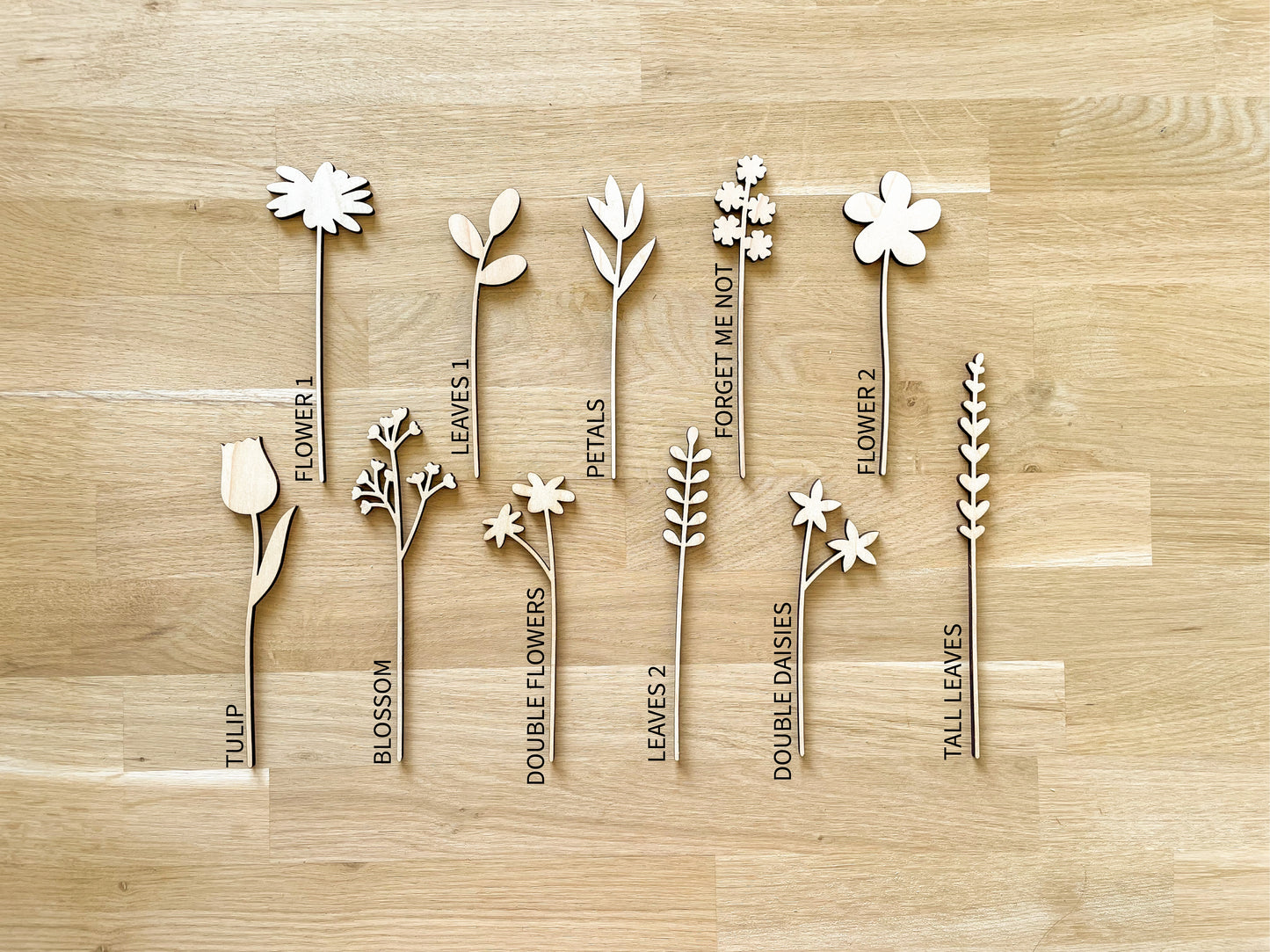Mini Individual Wooden Flower Stems - Unfinished - Paint Your Own