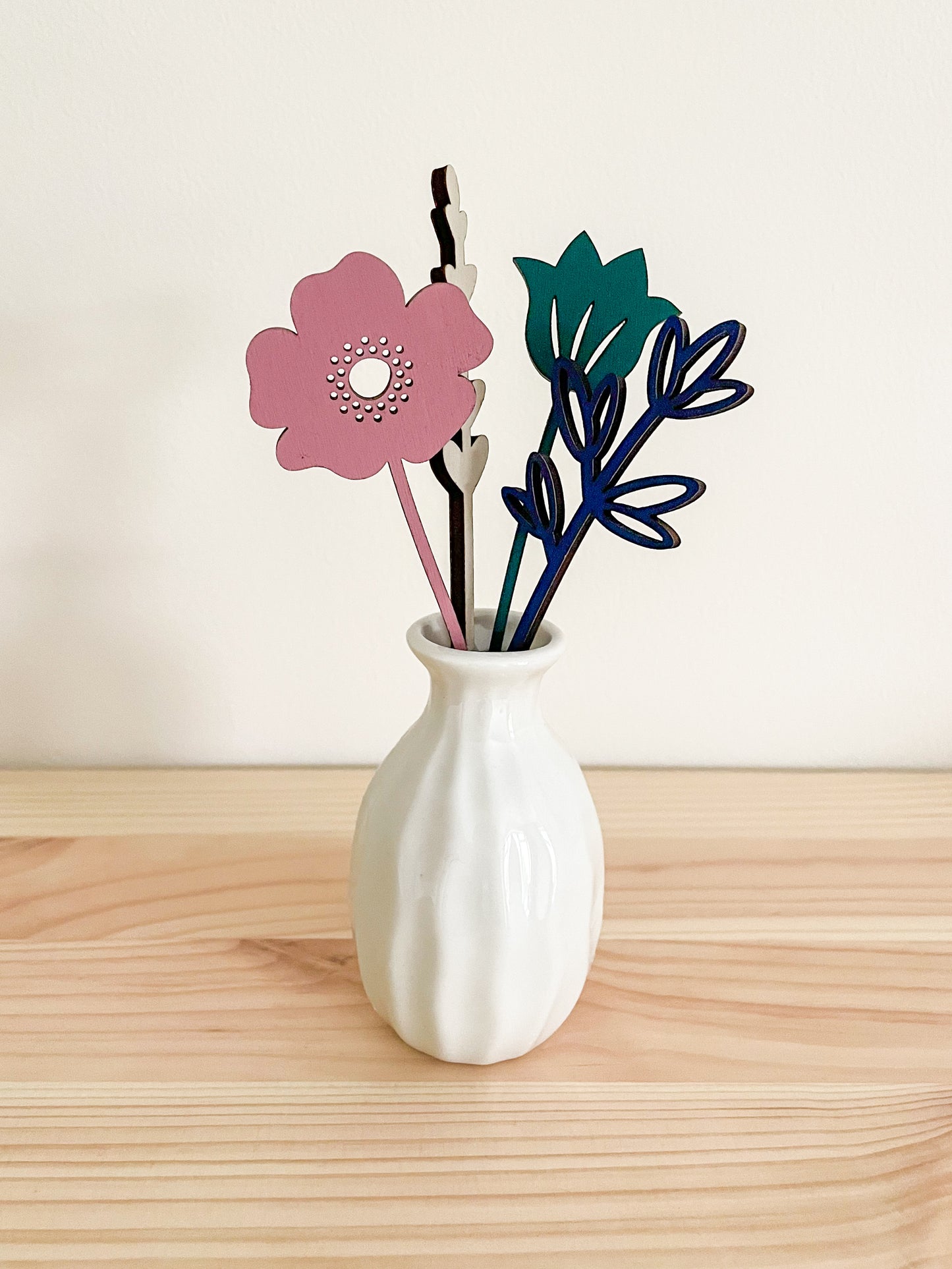 Mini Wooden Wildflowers Set - Pink