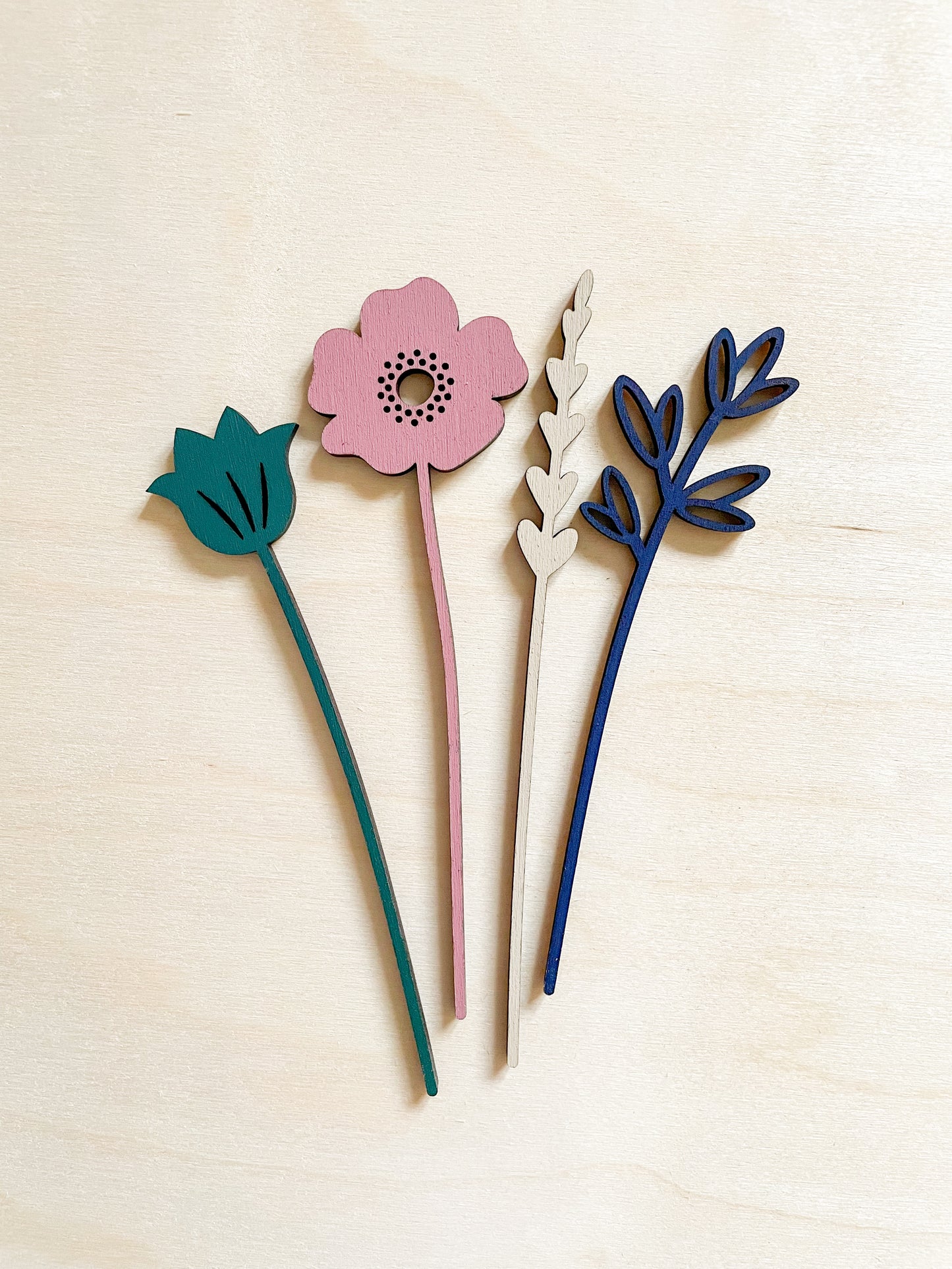 Mini Wooden Wildflowers Set - Pink