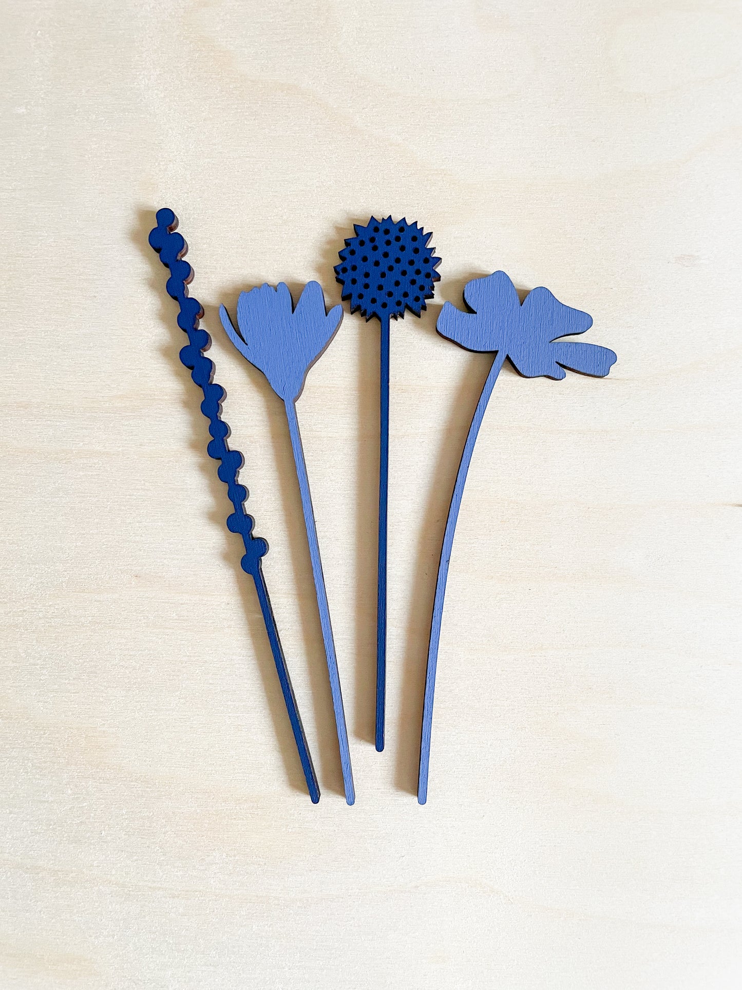 Mini Wooden Wildflowers Set - Blue