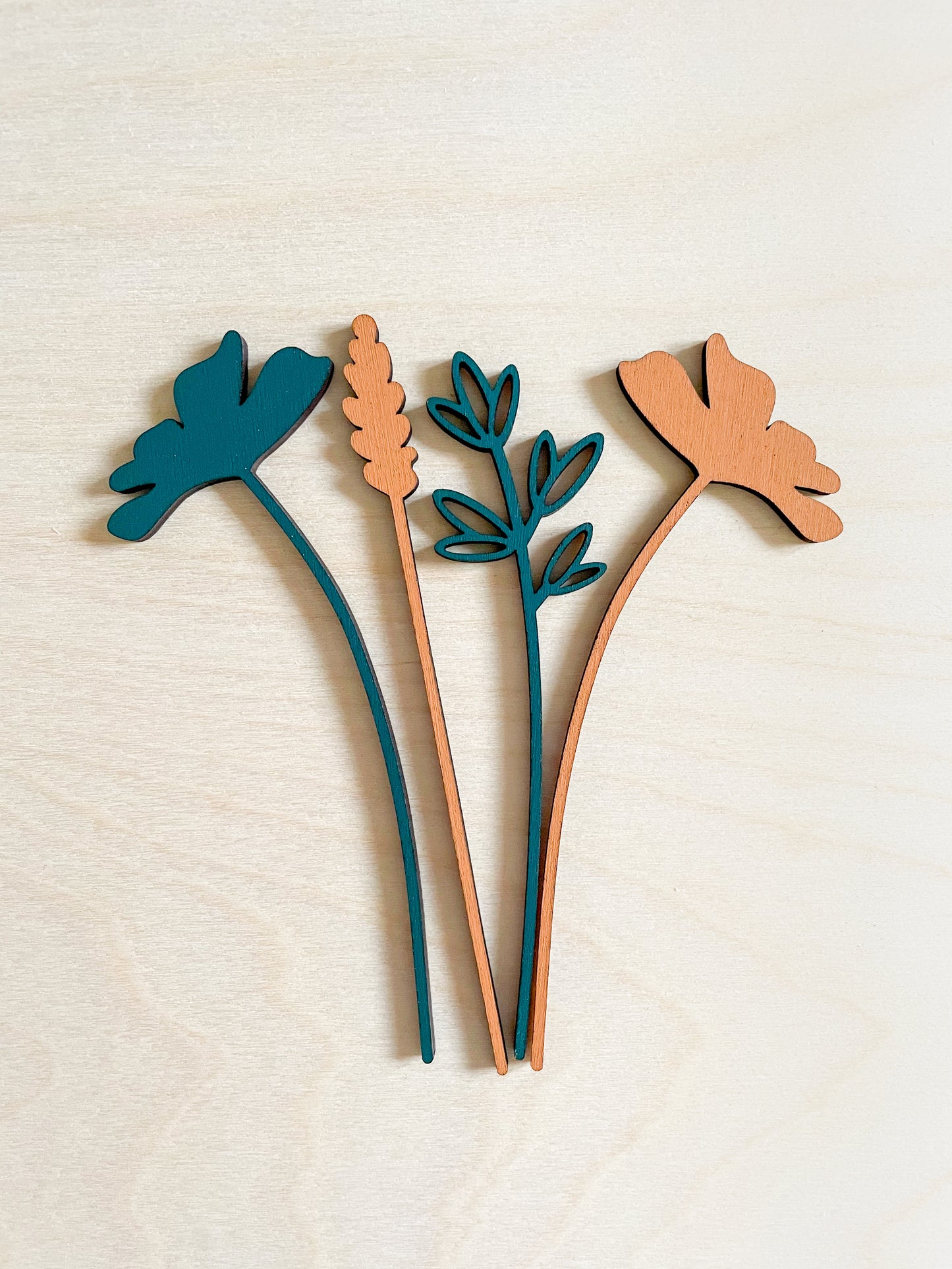 Mini Wooden Wildflowers Set - Orange