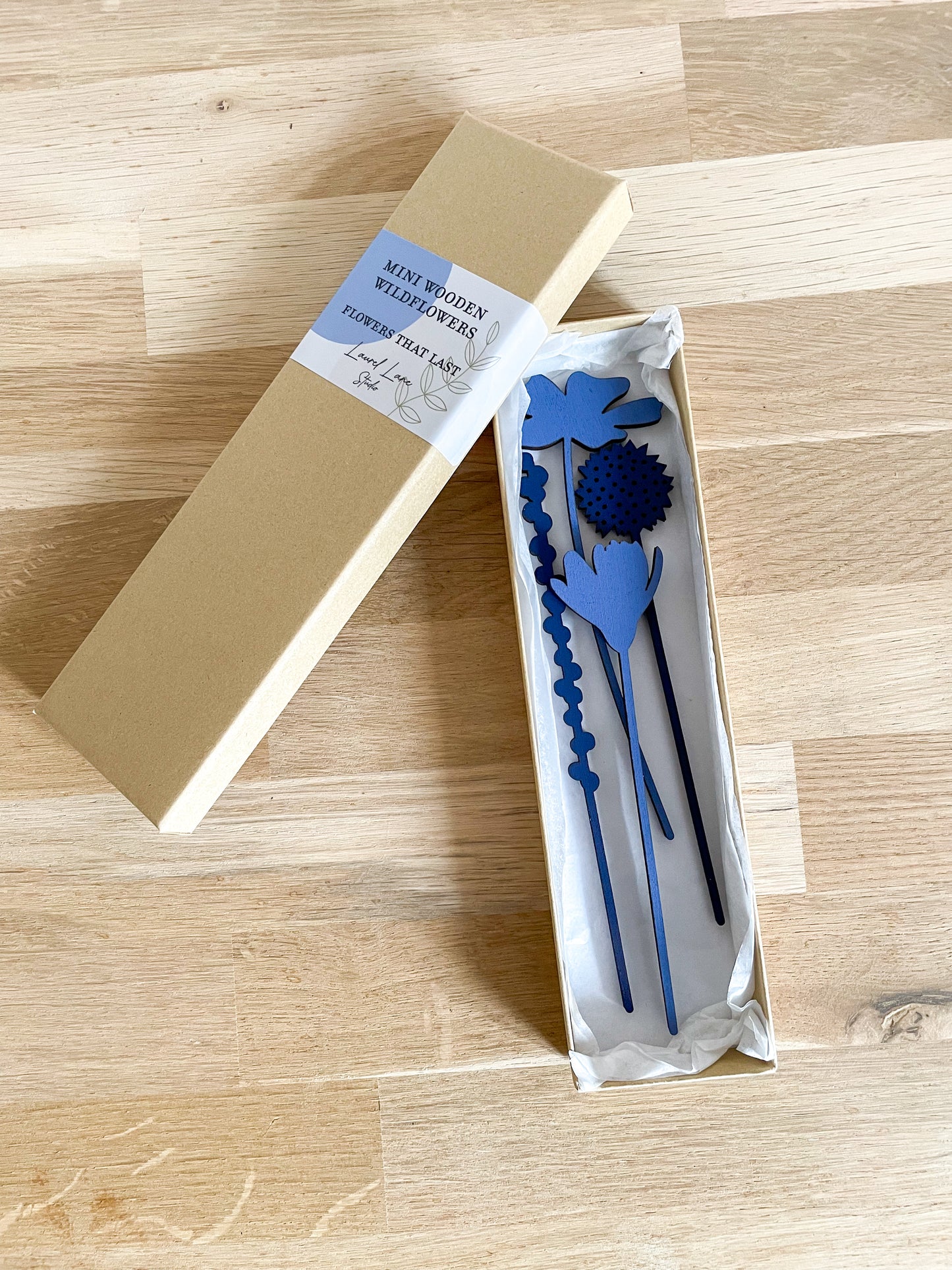 Mini Wooden Wildflowers Set - Blue