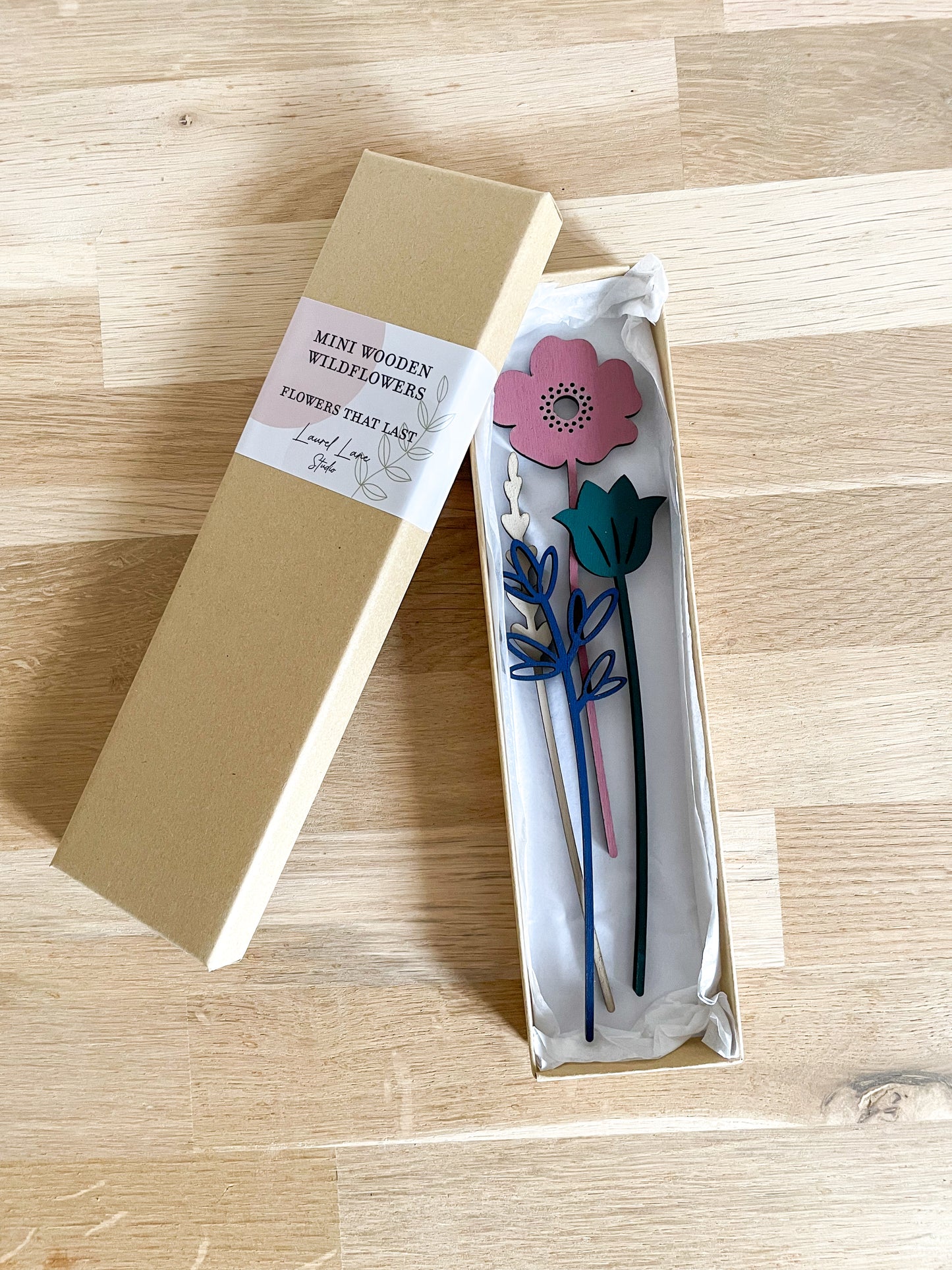 Mini Wooden Wildflowers Set - Pink