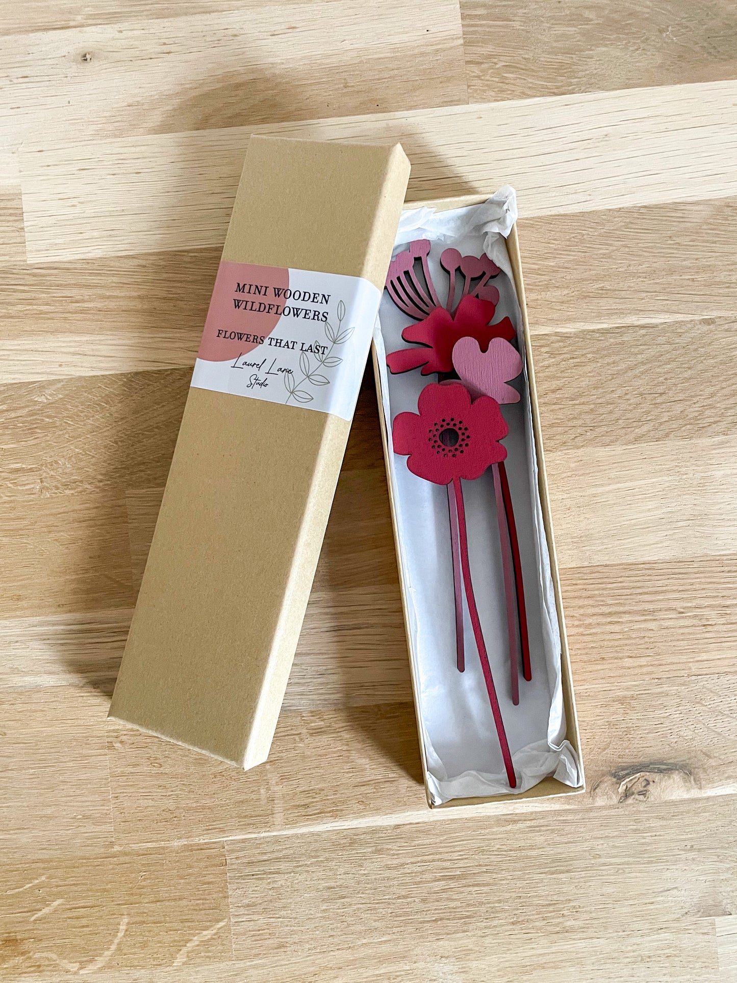 Mini Wooden Wildflowers set - Red