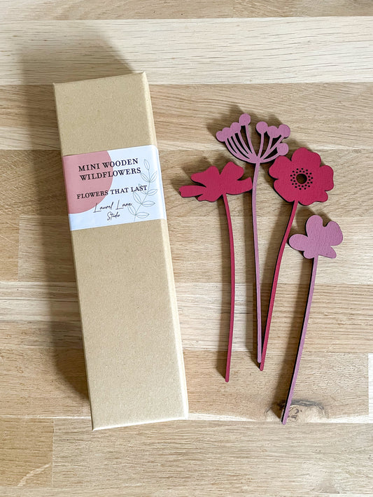 Mini Wooden Wildflowers set - Red
