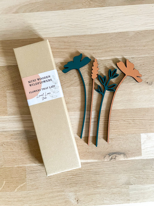 Mini Wooden Wildflowers Set - Orange