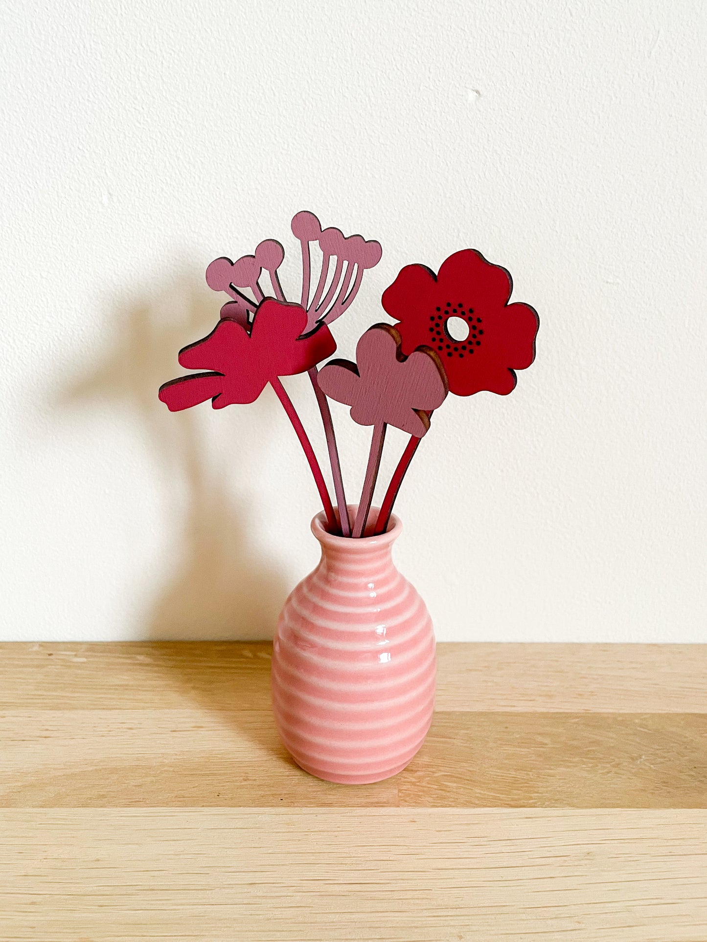 Mini Wooden Wildflowers set - Red