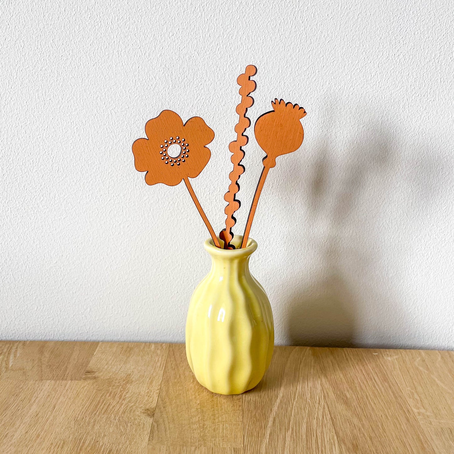 Mini Wooden Wildflower Stems - Orange - SECONDS