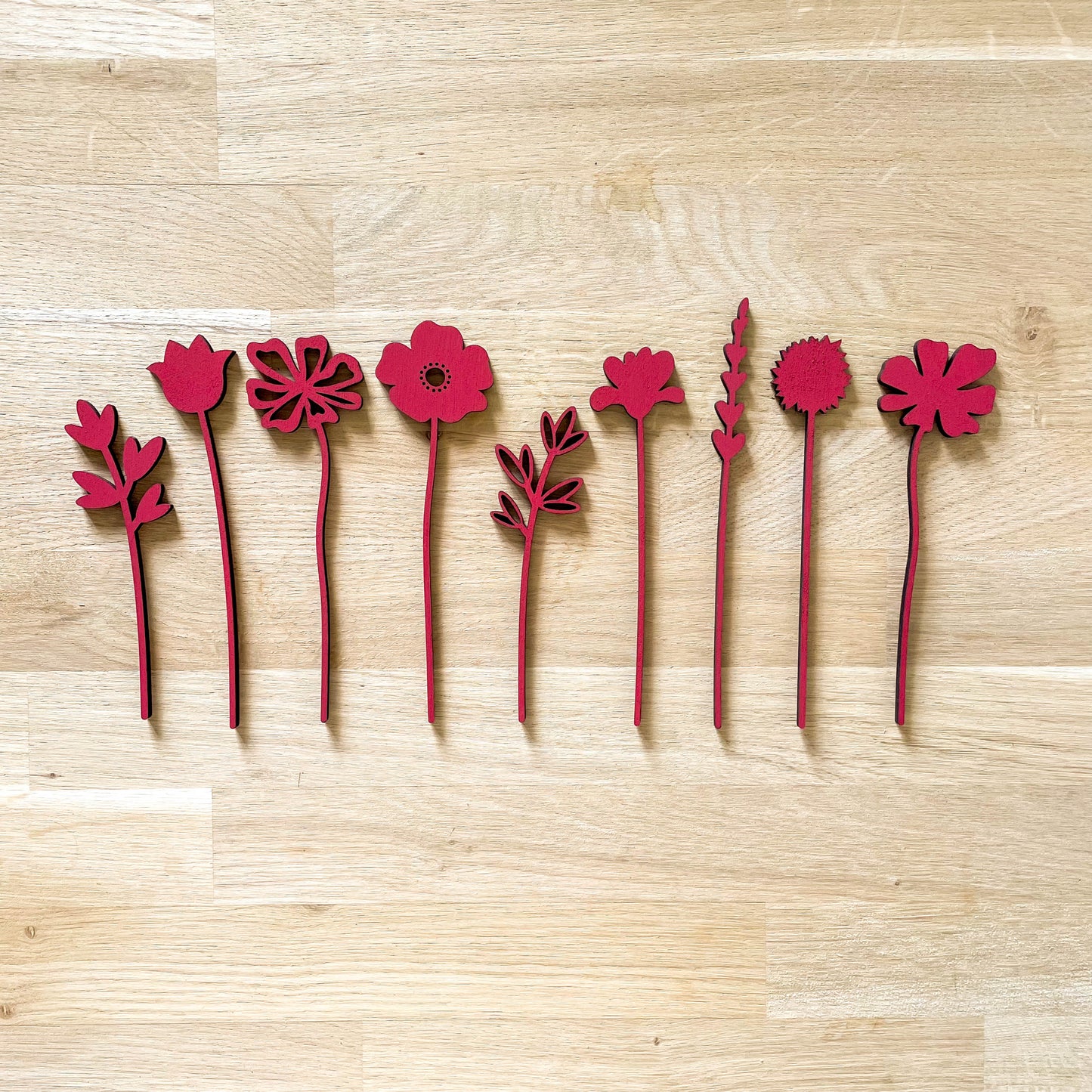 Mini Wooden Wildflower Stems - Red - SAMPLES