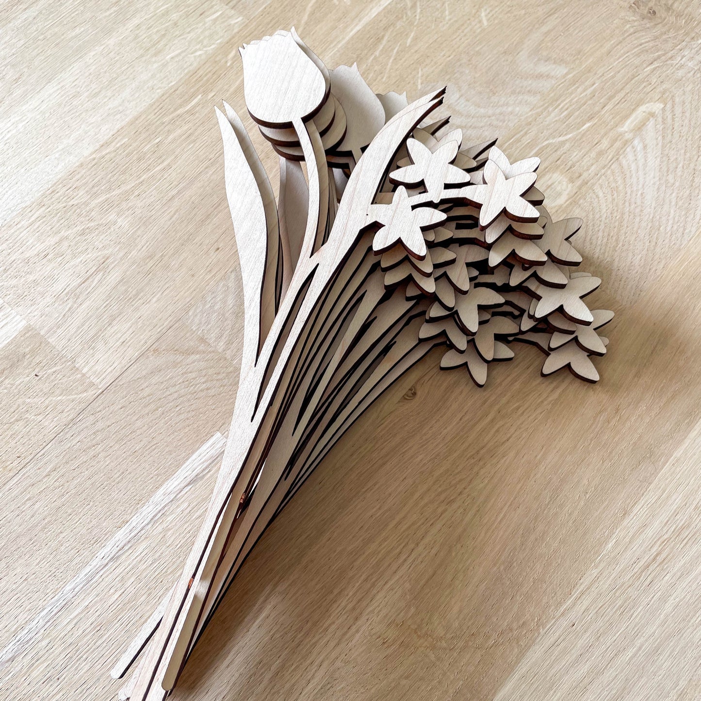 Spring Multi Flower Stem - Unfinished - Paint Your Own - SECONDS