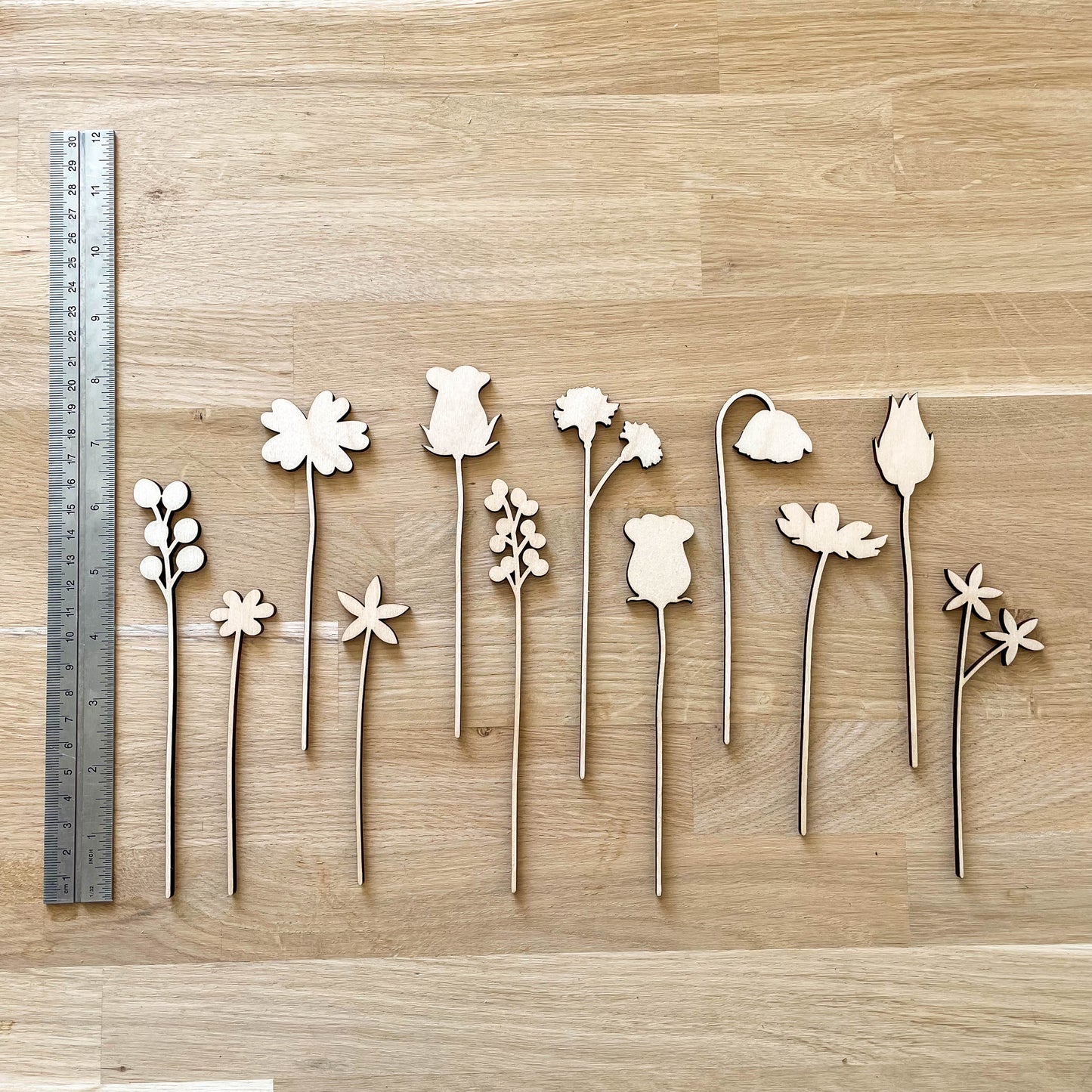 Mini Individual Wooden Flower Stems - Unfinished - Paint Your Own - END OF LINE