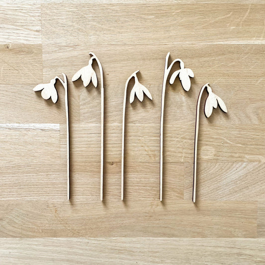 Mini Wooden Snowdrop Stems - Unfinished - Paint Your Own - END OF LINE