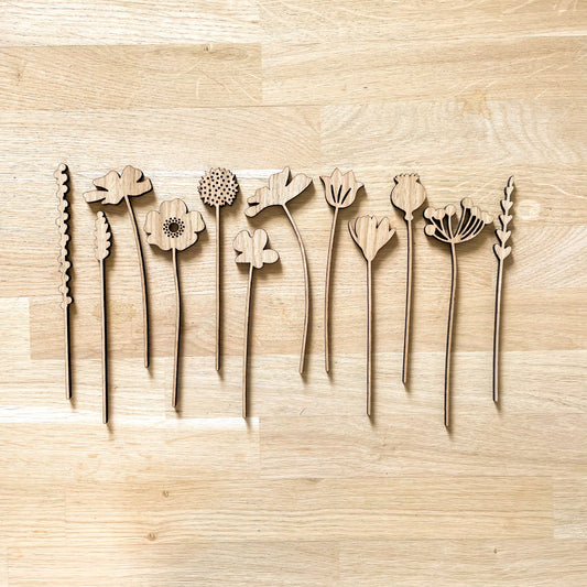 Mini Wooden Wildflower Stems - Oak - SECONDS