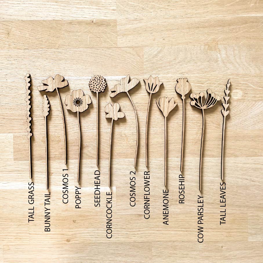 Mini Wooden Wildflower Stems - Oak - SECONDS