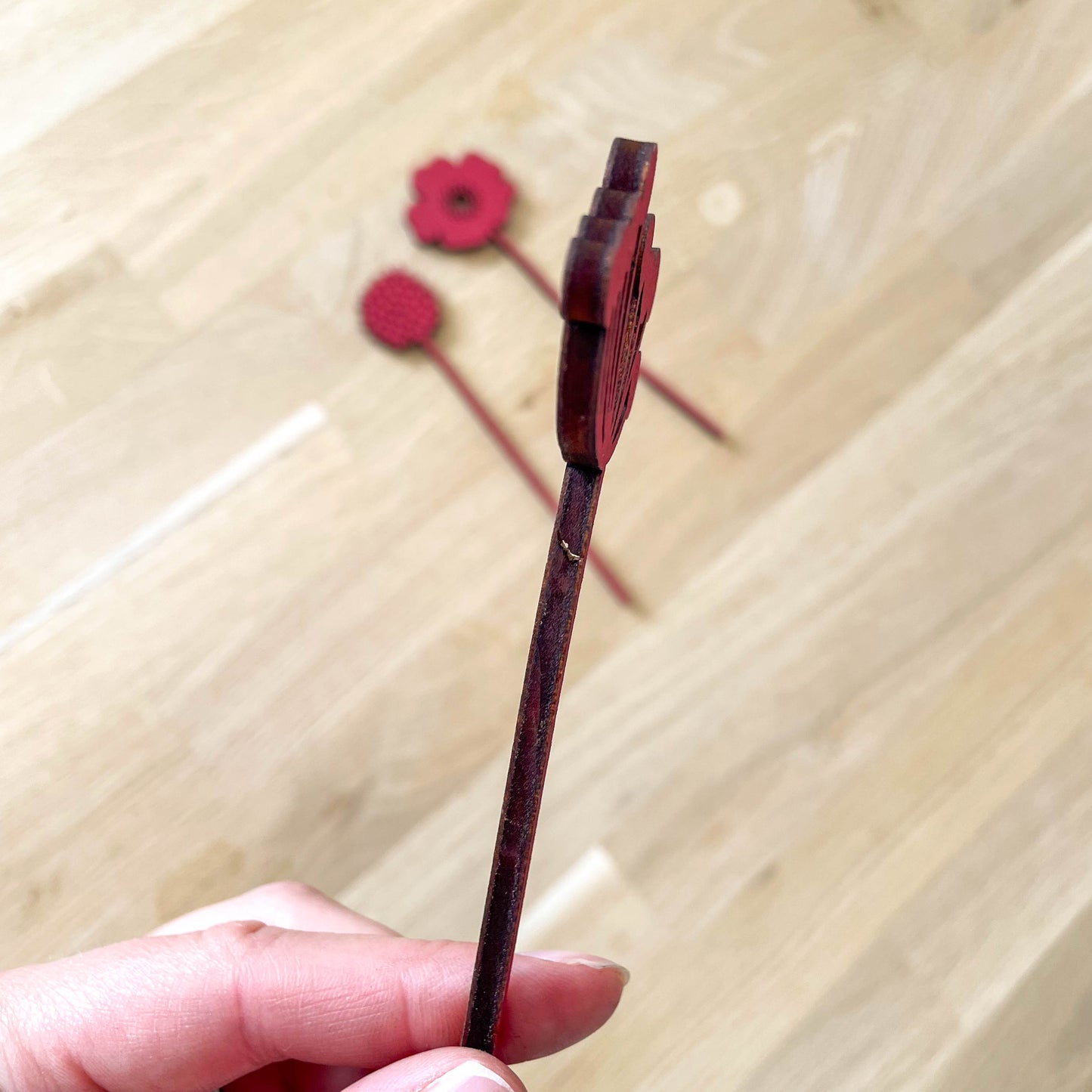 Mini Wooden Wildflower Stems - Red - SECONDS