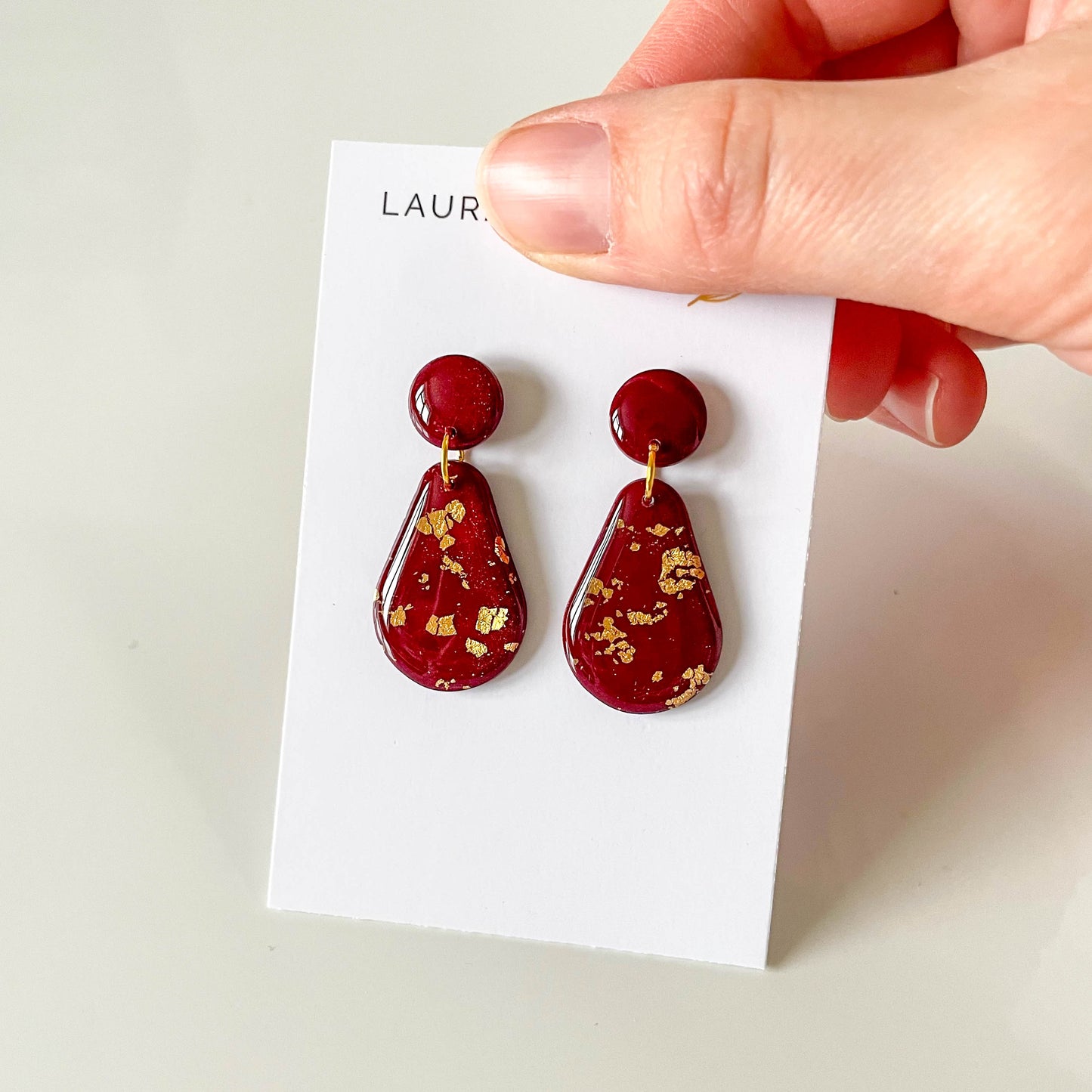 Red and Gold Drop Earrings