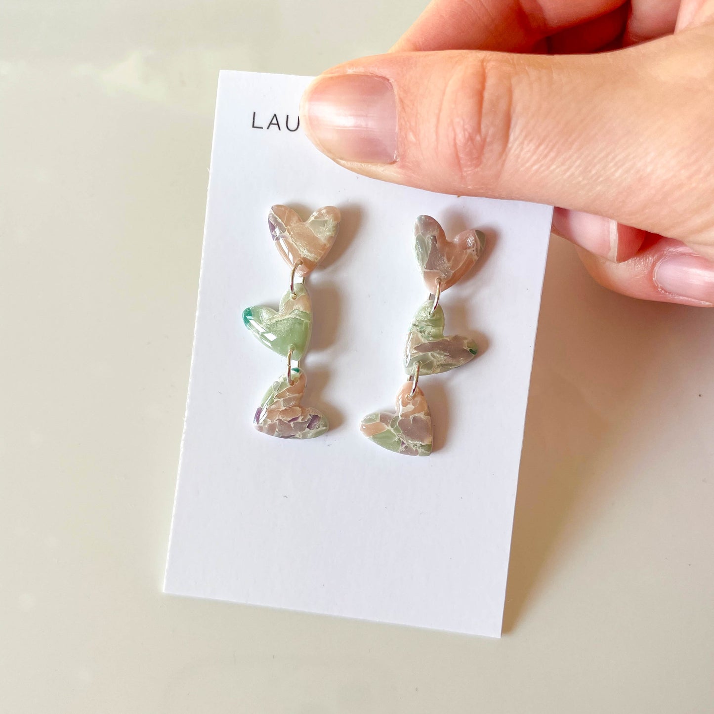 Heart Marble Long Earrings