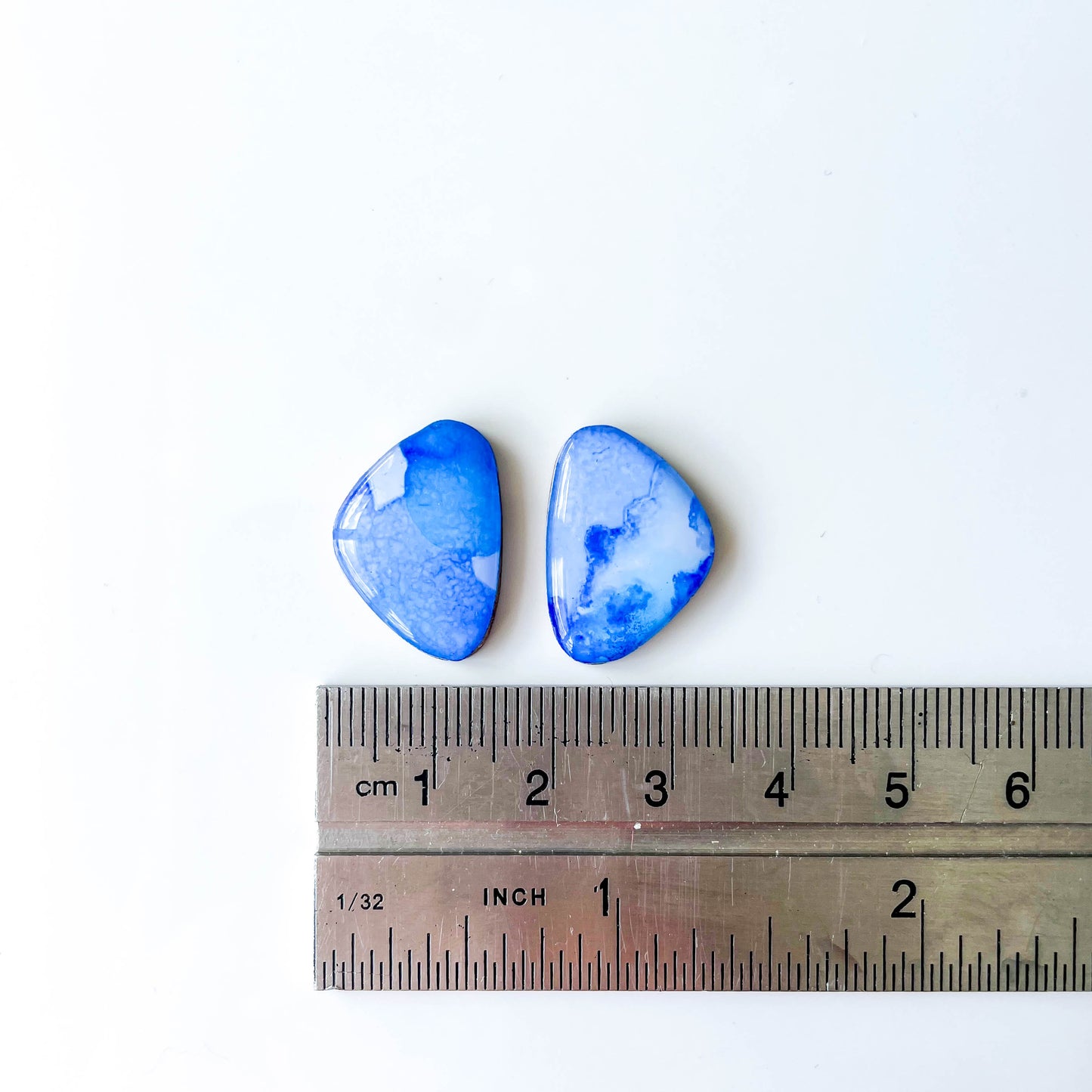 Large Pebble Stud Earrings - Blue Mix - Rainbow Collection