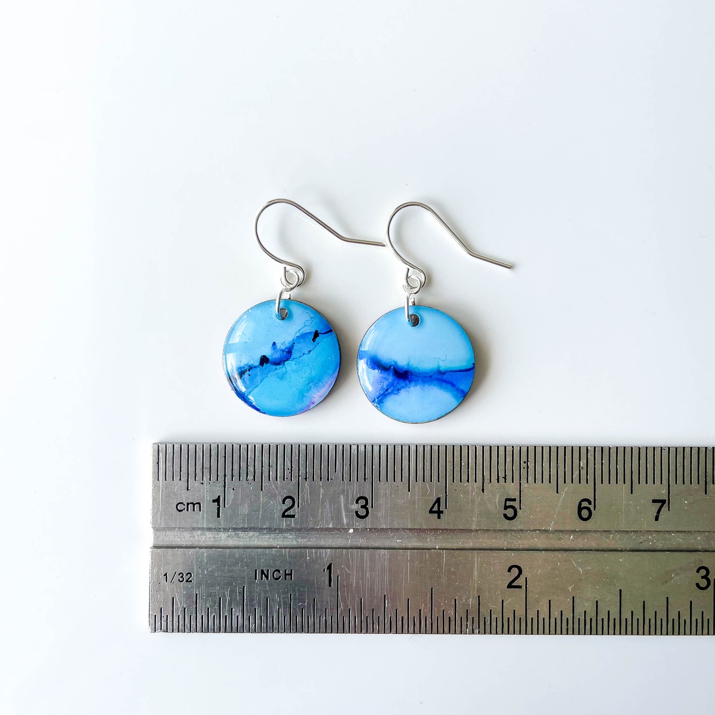 Circle Drop Earrings - Blue Mix - Rainbow Collection