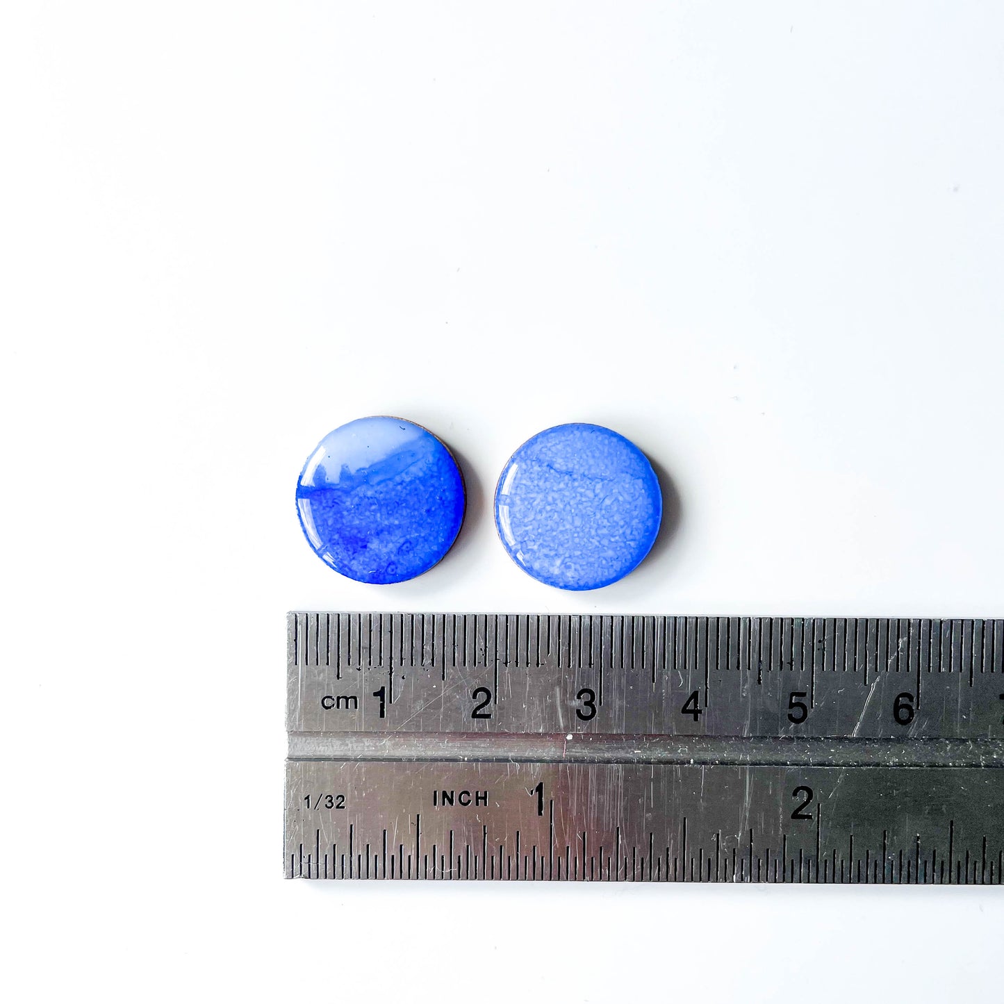Large Circle Stud Earrings - Blue Mix - Rainbow Collection