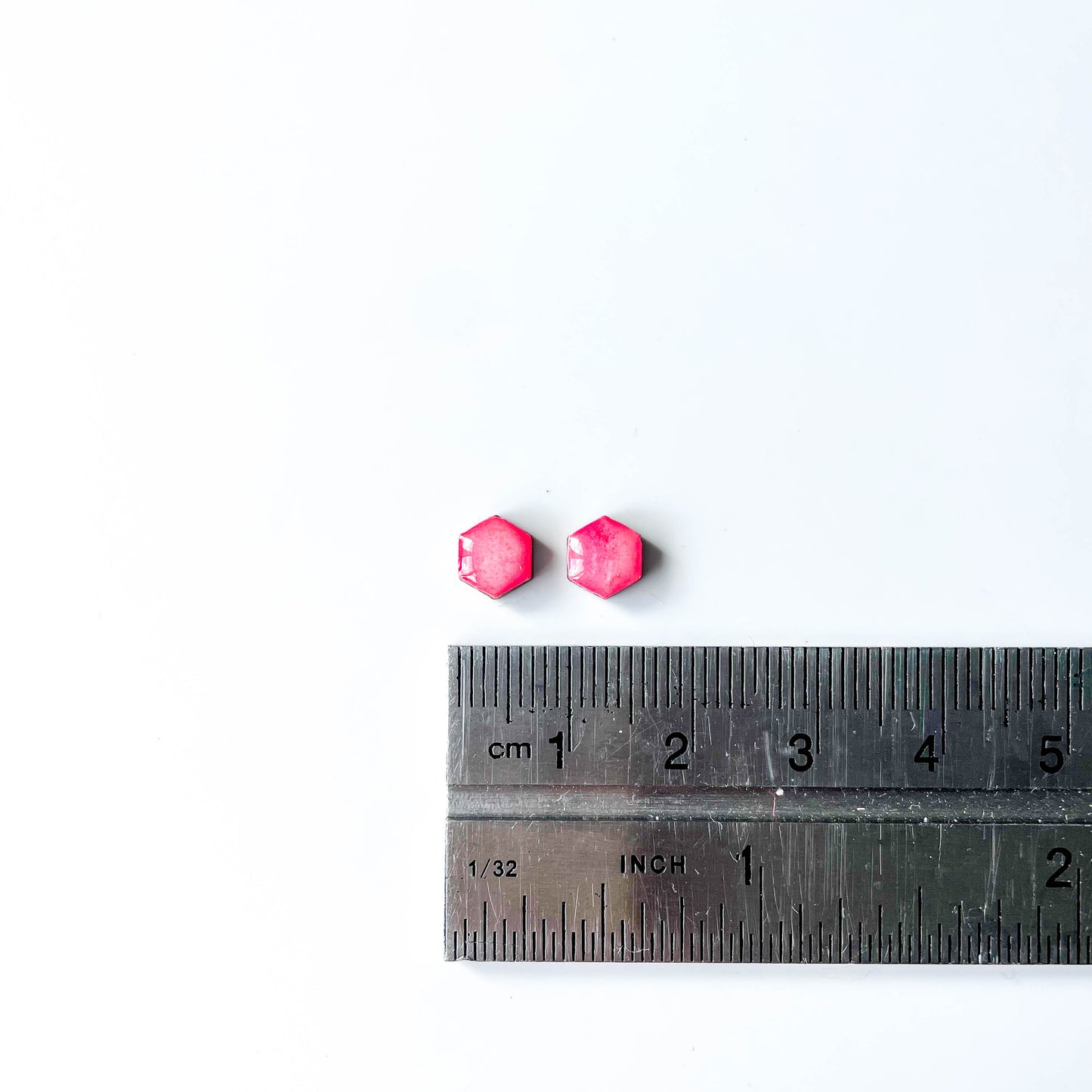 Hexagon Stud Earrings - Pink Mix - Rainbow Collection