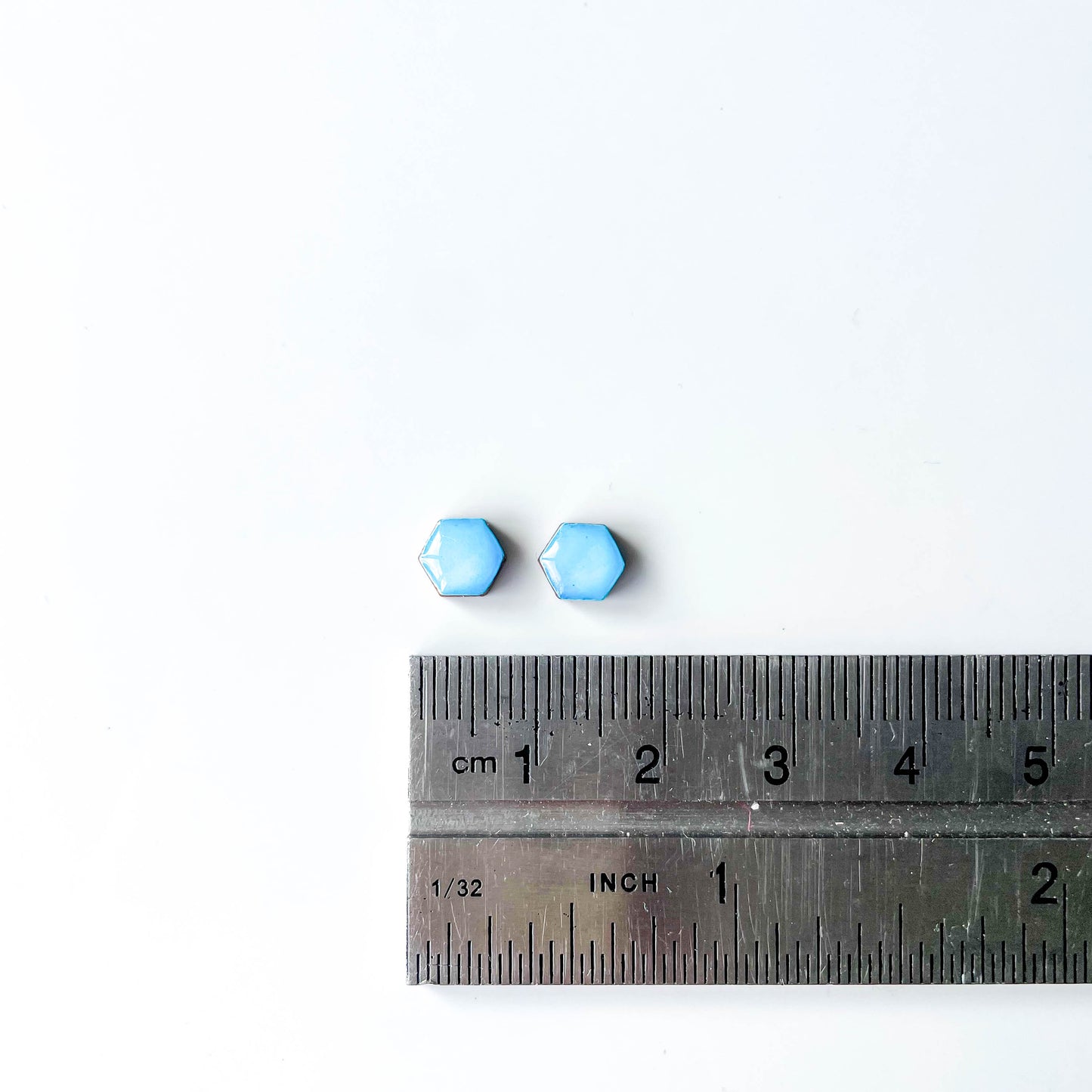 Hexagon Stud Earrings - Blue Mix - Rainbow Collection