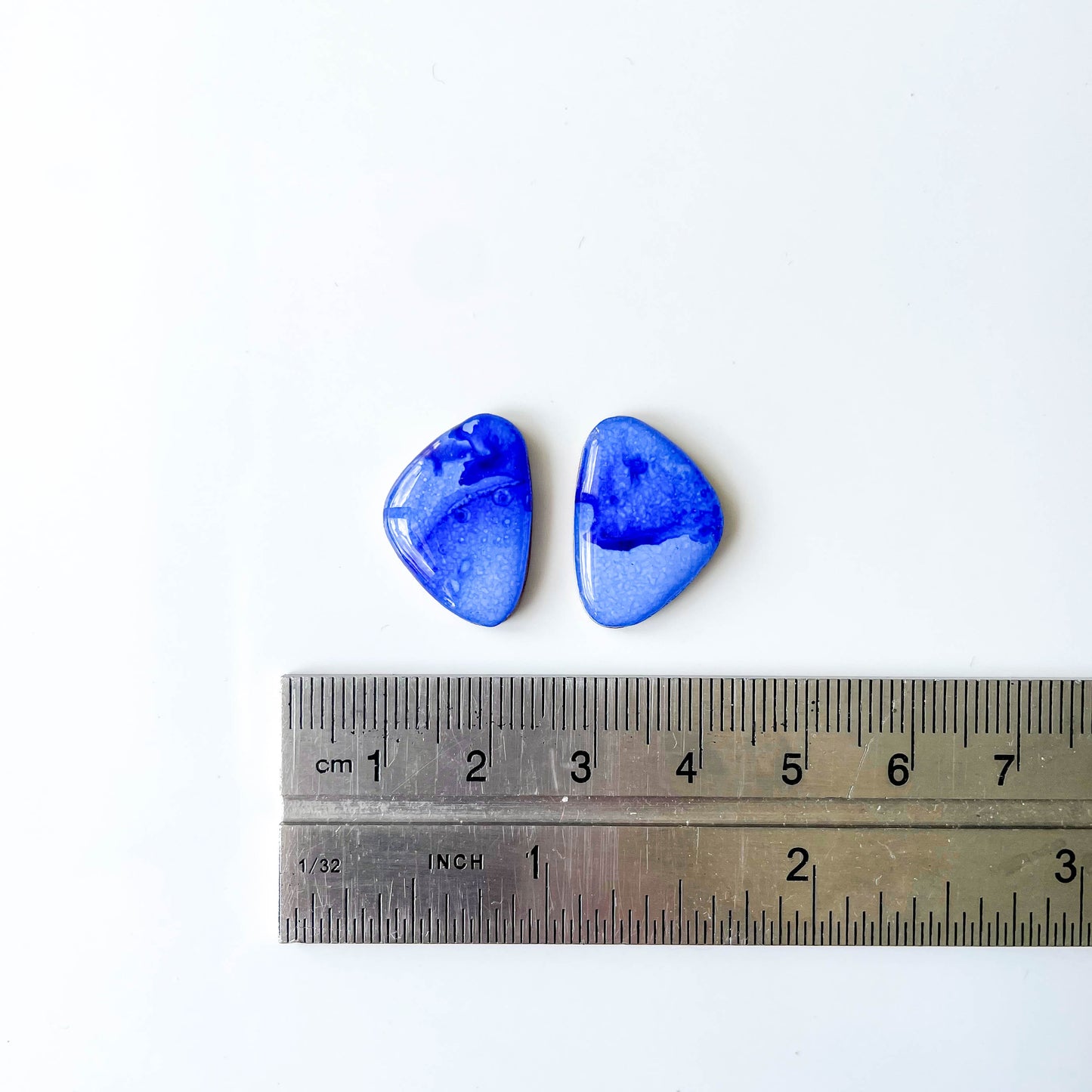 Large Pebble Stud Earrings - Blue Mix - Rainbow Collection