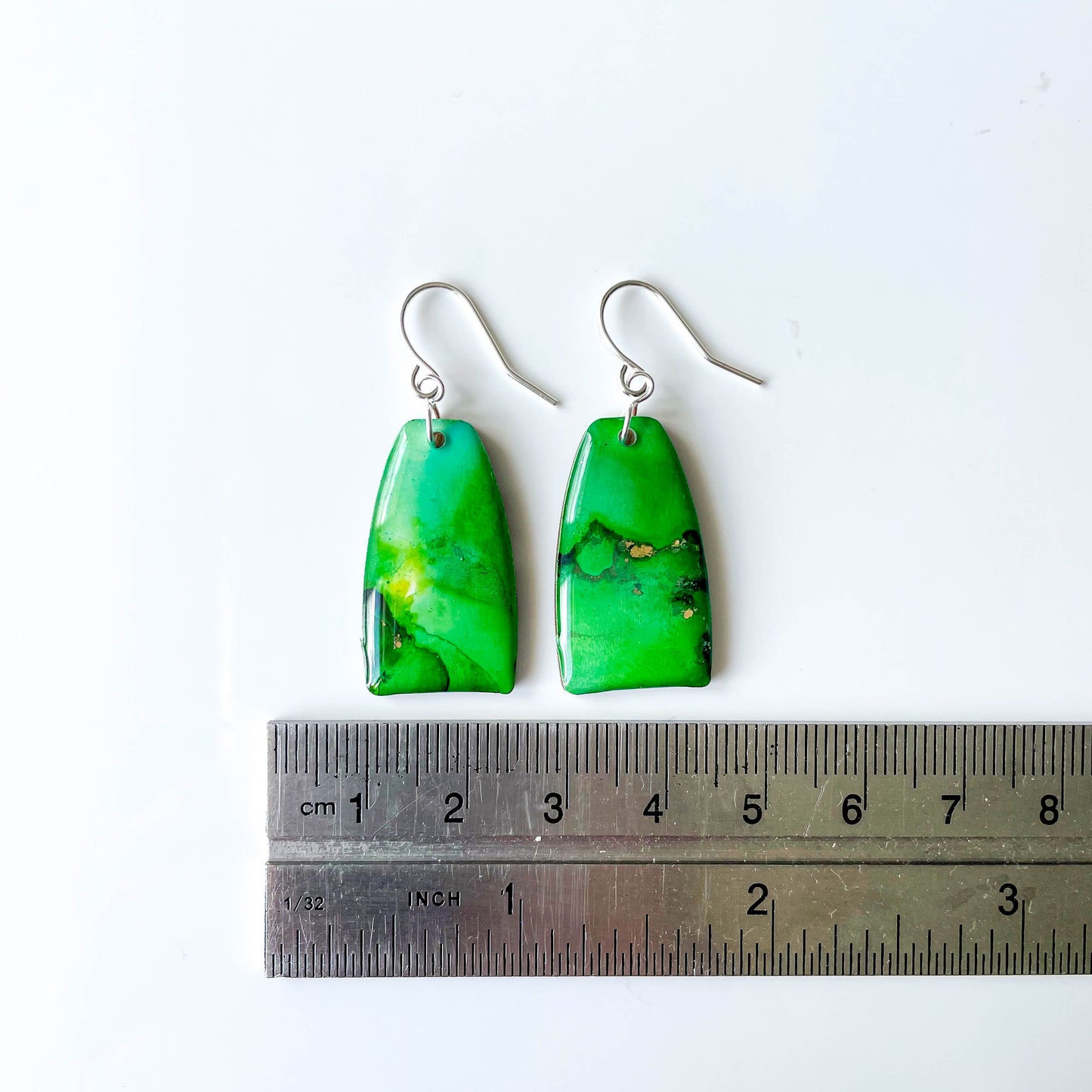 Tapered Arch Drop Earrings - Green Mix - Rainbow Collection