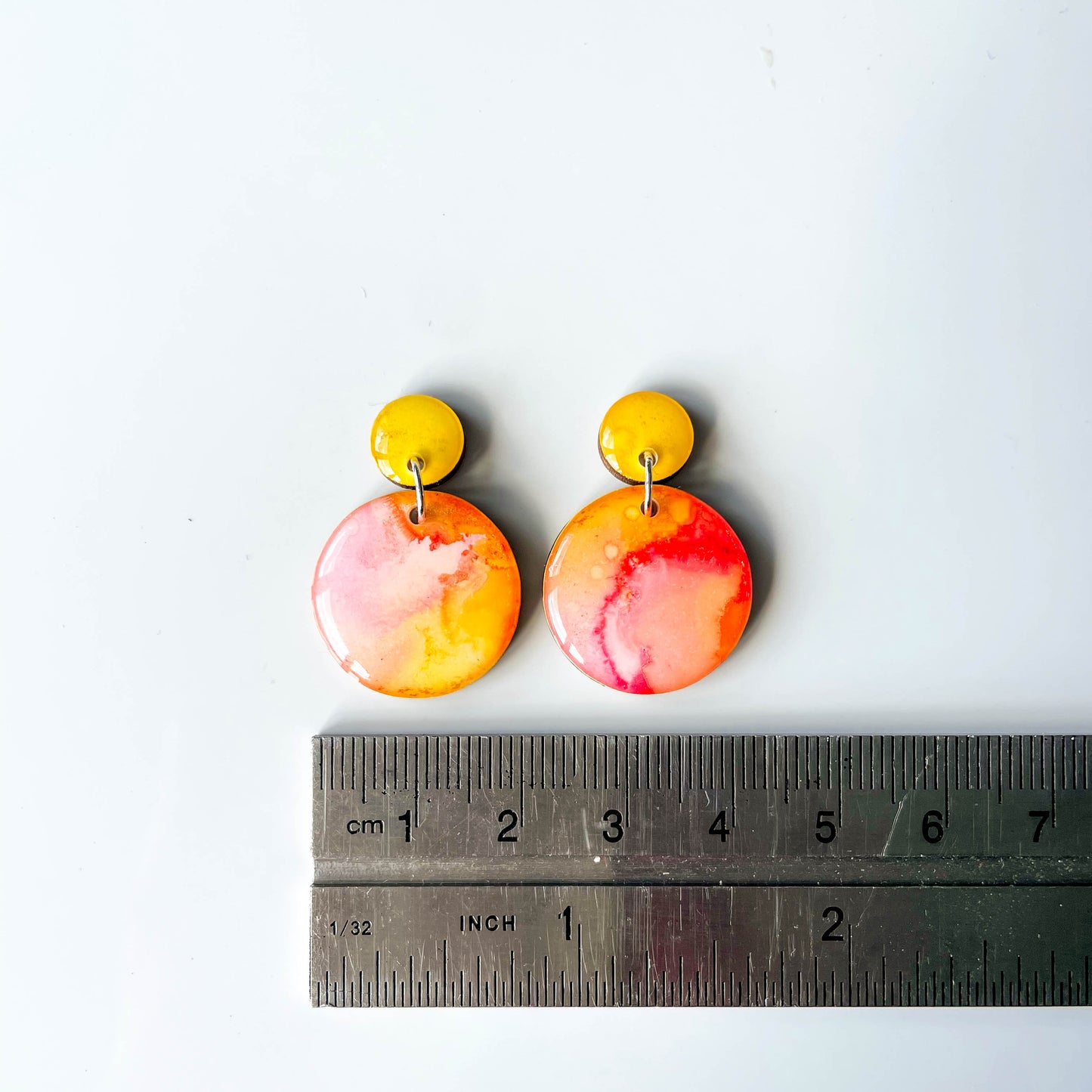 Circle Drop Earrings - Orange Mix - Rainbow Collection
