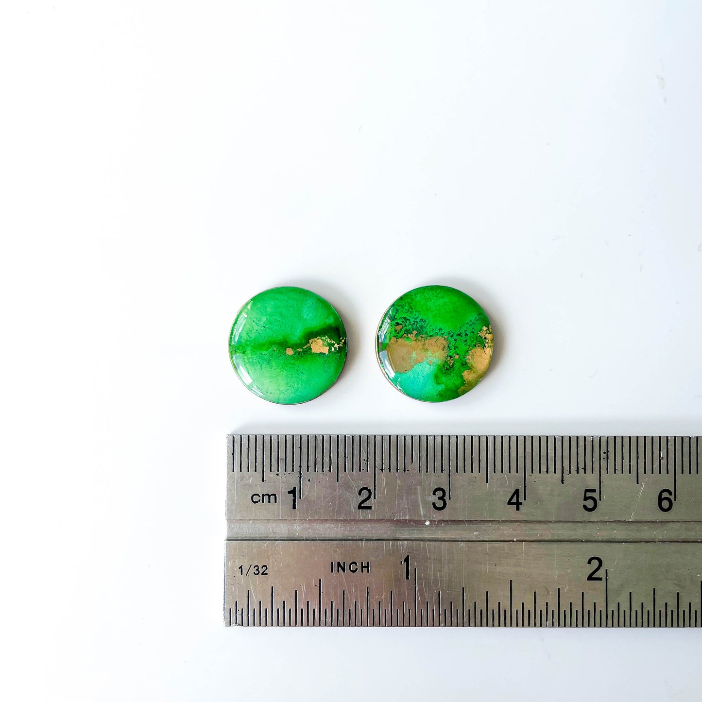Large Circle Stud Earrings - Green Mix - Rainbow Collection