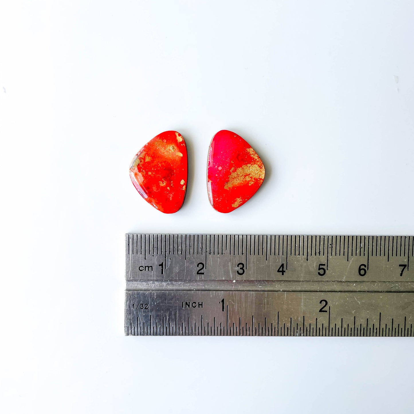 Large Pebble Stud Earrings - Red Mix - Rainbow Collection