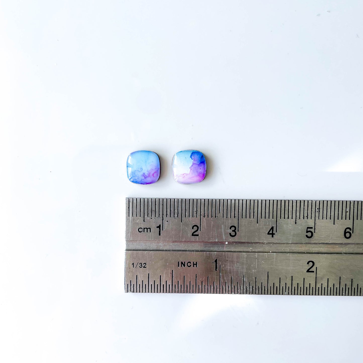 Rounded Square Stud Earrings - Purple Mix - Rainbow Collection
