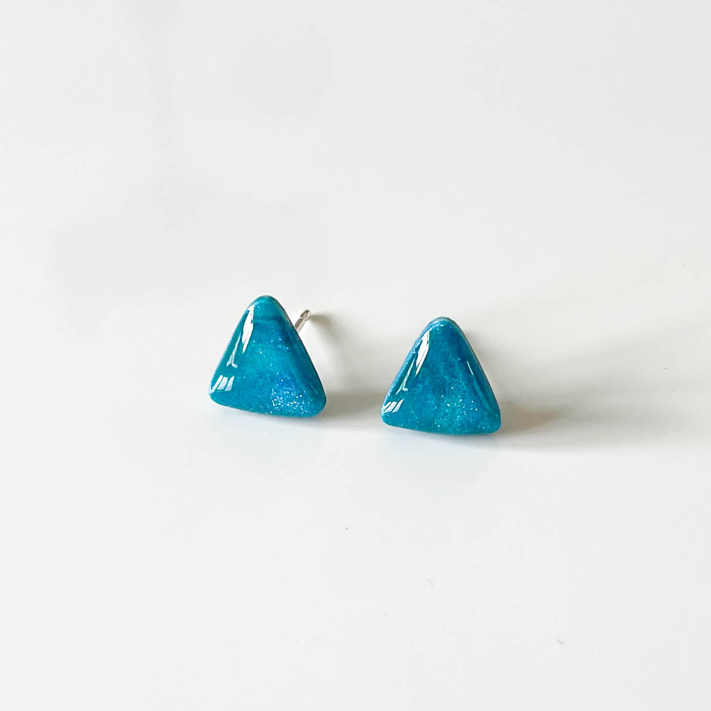Triangle Turquoise Shimmer Stud Earrings