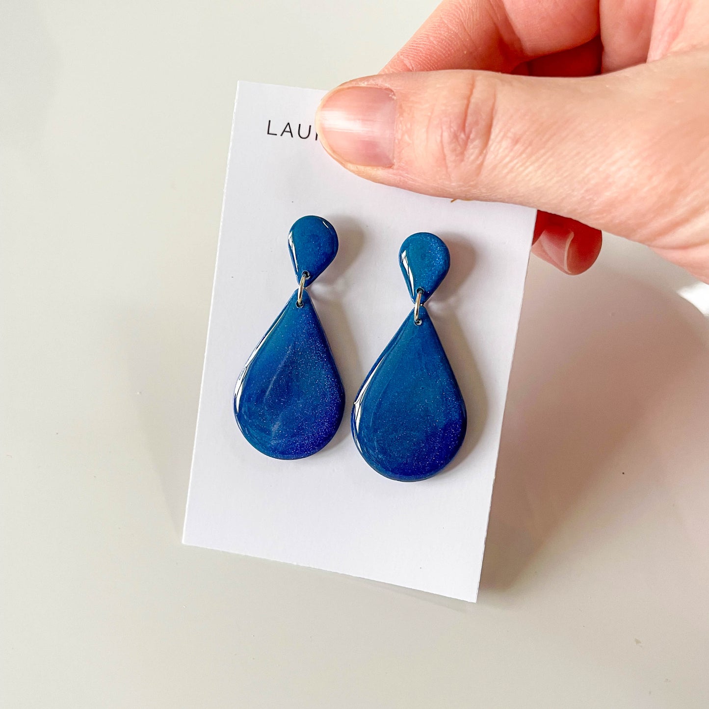Blue Shimmer Large Teardrop Earrings