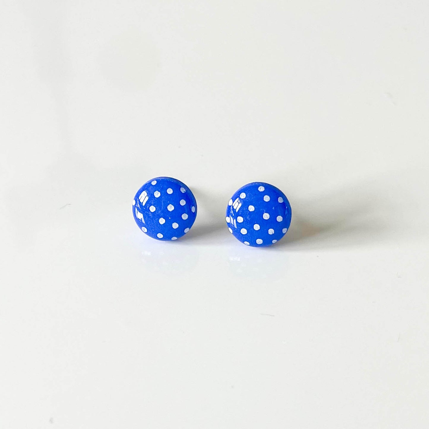 Blue Polka Dot Stud Earrings