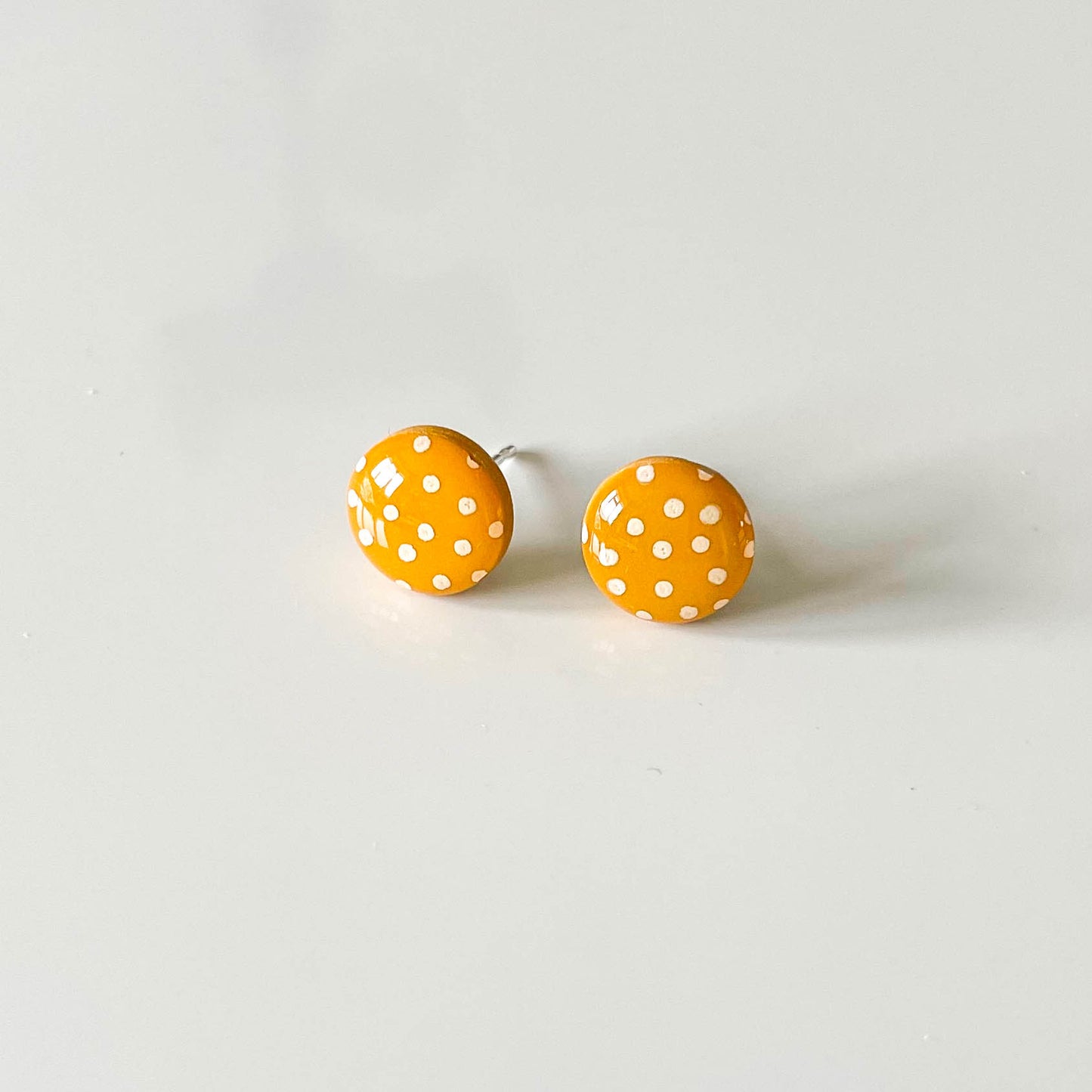 Mustard Polka Dot Stud Earrings