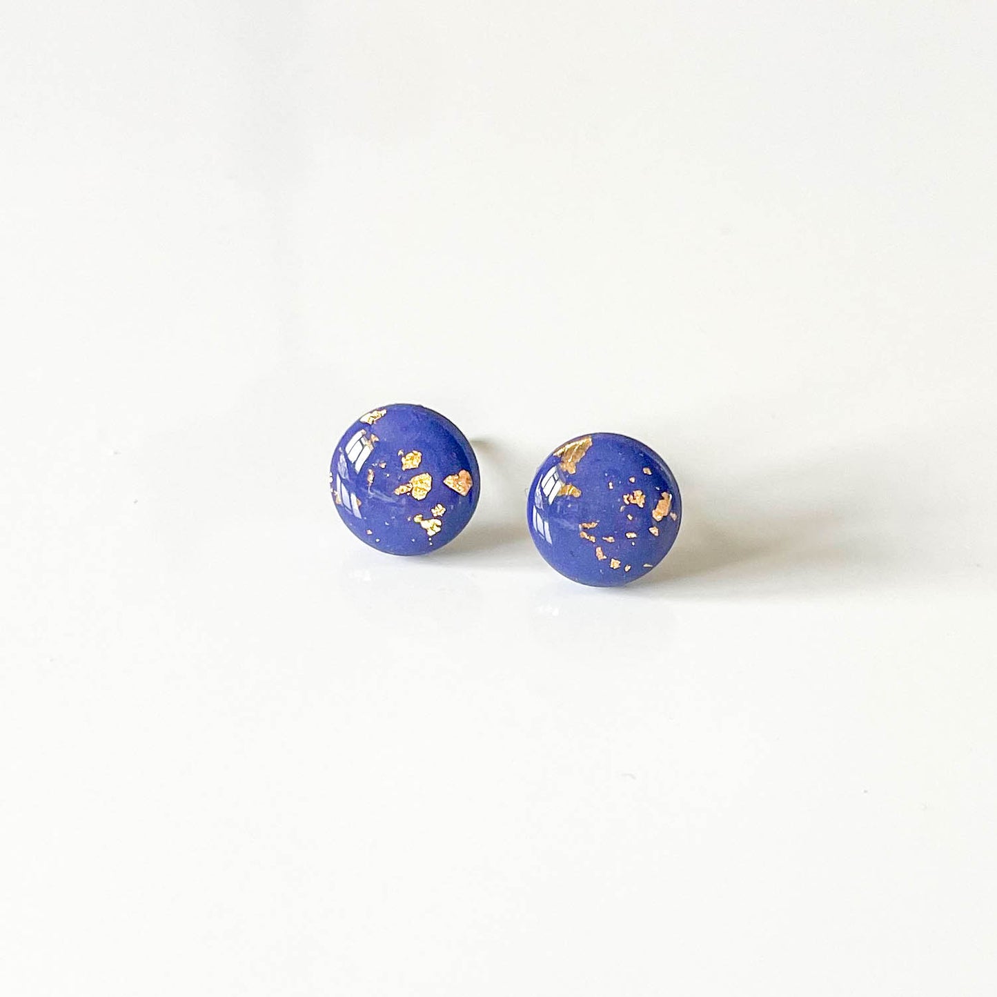 Purple and Gold Leaf Stud Earrings