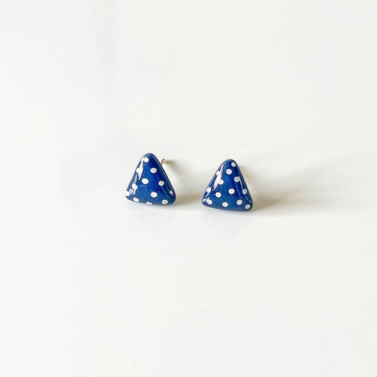Triangle Navy Polka Dot Stud Earrings