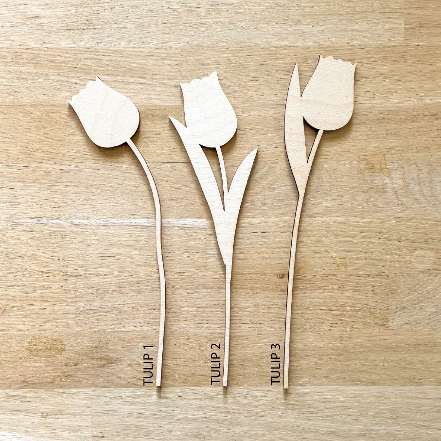Large Individual Wooden Tulip Stems - Unfinished - Paint Your Own - END OF LINE