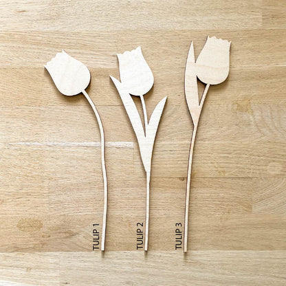Large Individual Wooden Tulip Stems - Unfinished - Paint Your Own - END OF LINE