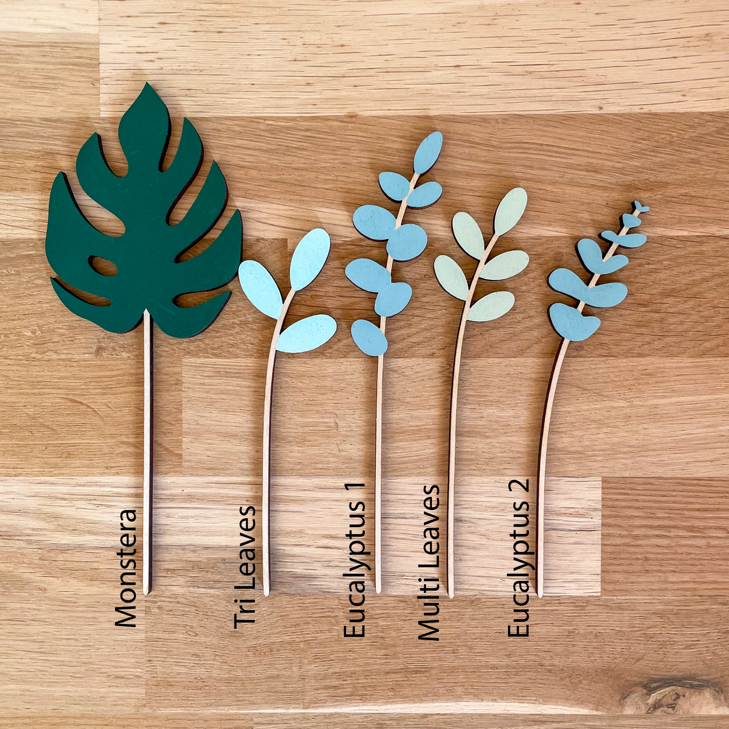 Mini Wooden Flowers and Leaves - END OF LINE